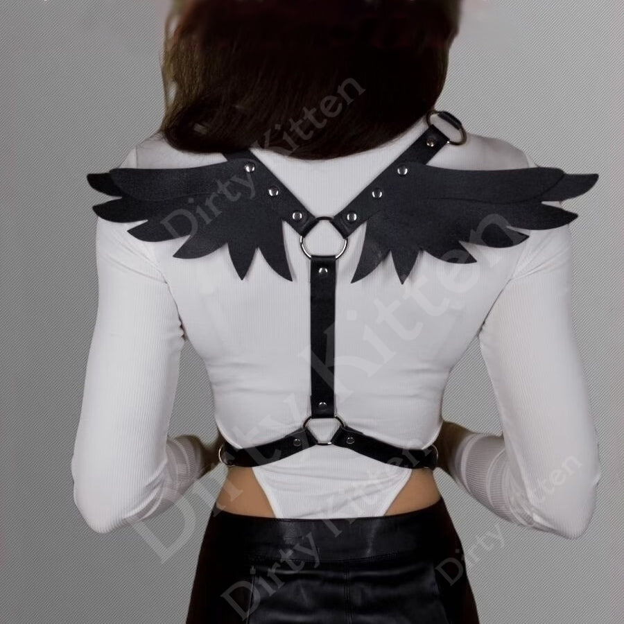 Angel Wings Leather Harness Women Sexy Lingerie Strap Bondage Garter Lingerie Belts Suspender Body Gothic Clothes Rave Outfit