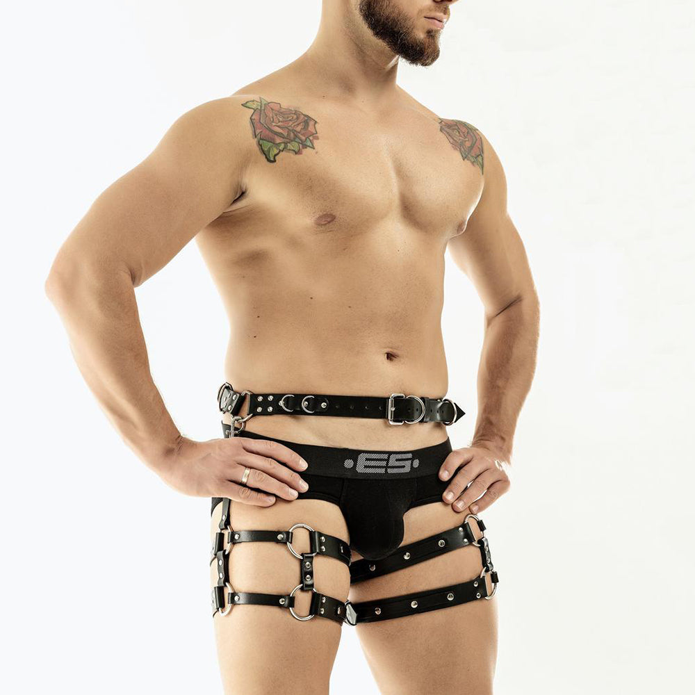 CEA Fetish Faux Leather Harness Men Adjustable Erotic Lingerie BDSM Bondage Gay Garter Sissy Exotic Tanks Rave Club Clothing