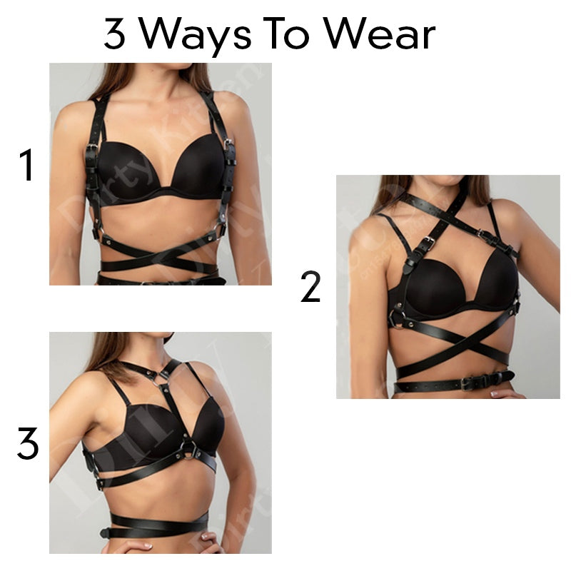 Faux Leather Women Harness Bra Sexy Garters Belt BDSM Body Mujer Bondage Cage Suspenders Harness Waist Belt Straps Sword Belt