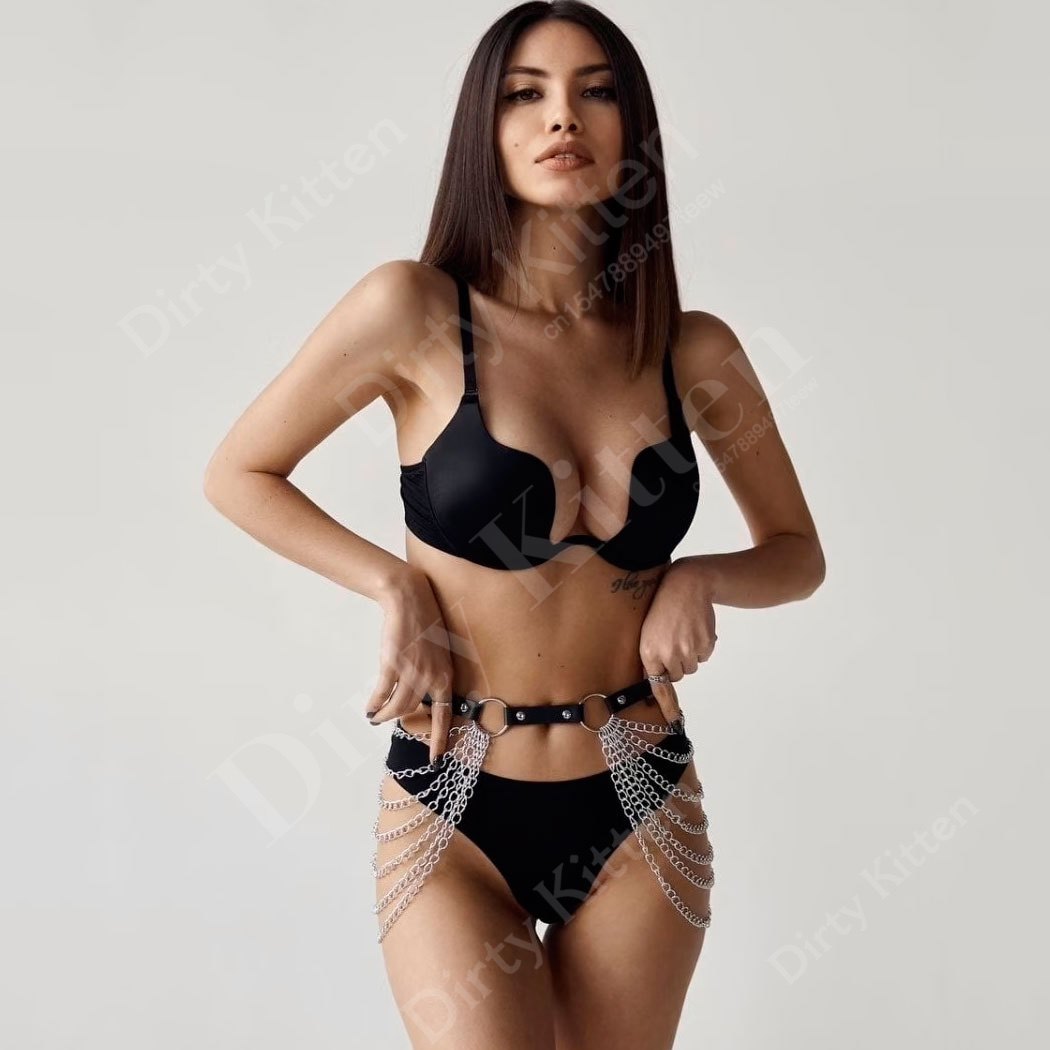 Sexy Body Women Chain Leather Harness Belt Gothic Clothes Harness Accessories Suspenders Strap Garter Belt Sword Belt